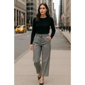 ZARA Trafaluc Collection Black & White Wide Leg Cropped Trouser Pants Size Small